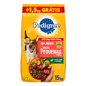 Ração Pedigree Cães Adultos Raças Pequenas e Minis Carne e Vegetais Leve 15kg